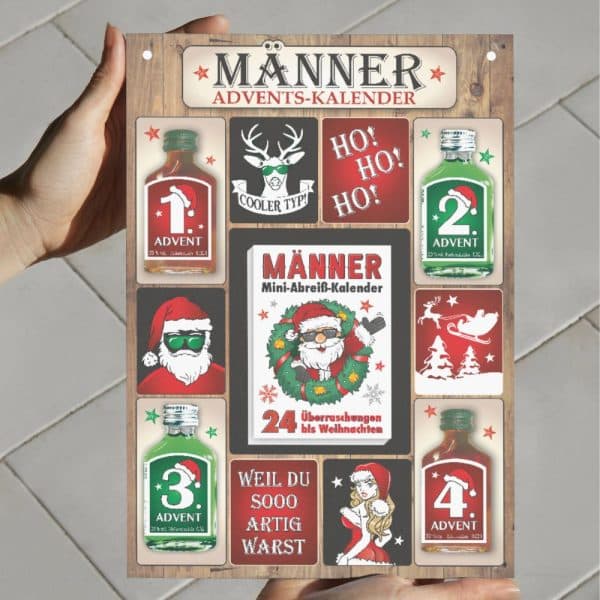 Männer Adventskalender mit Kräuterlikör und Pfefferminzlikör 24 Seiten Abreißblock Schnaps Likör Kalender für Männer zum anhängen Einzigartiges Geschenk zu Weihnachten Scherzartikel - Mockup2