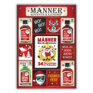 Männer Adventskalender rot mit Likör und 24 Seiten Abreißblock Schnaps Kalender für Männer zum anhängen Einzigartiges Geschenk zu Weihnachten Scherzartikel