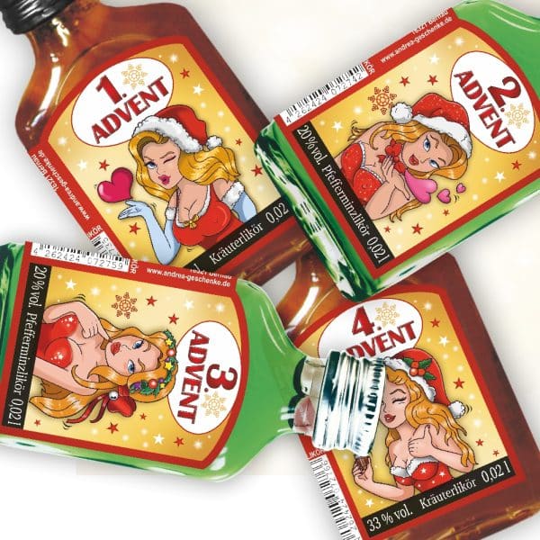 Neu Männer Adventskalender mit Kräuterlikör und Pfefferminzlikör 24 Seiten Abreißblock Schnaps Likör Kalender für Männer zum anhängen Einzigartiges Geschenk zu Weihnachten Scherzartikel - Liköre