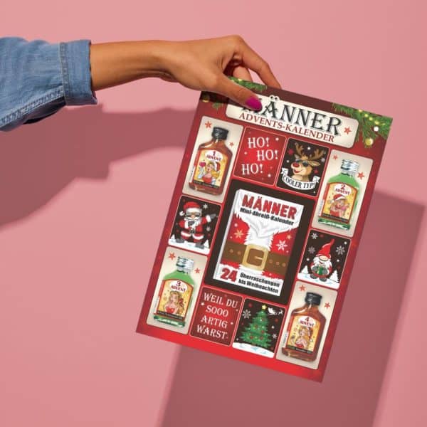 Neu Männer Adventskalender mit Kräuterlikör und Pfefferminzlikör 24 Seiten Abreißblock Schnaps Likör Kalender für Männer zum anhängen Einzigartiges Geschenk zu Weihnachten Scherzartikel - Mockup