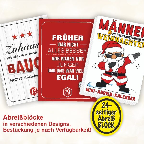 Neu Männer Adventskalender mit Kräuterlikör und Pfefferminzlikör Schnaps Likör Kalender für Männer zum anhängen Einzigartiges Geschenk zu Weihnachten Scherzartikel - Abreißblock