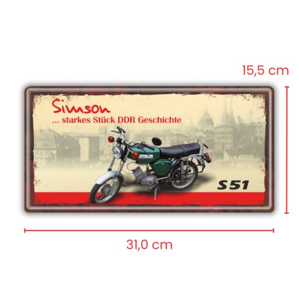 Ostalgie Metallschild: Simson S51 – Bild 2