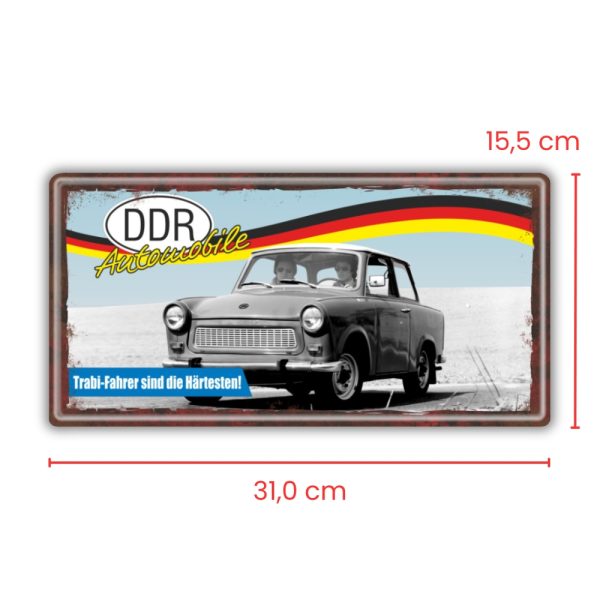 Ostalgie-Metallschild-Trabi-Fahrer-sind-die-Haertesten-DDR-Automobile-Ostprodukte-Ossi-Schild-Tuerschild-Schild-Blechschild-Ost-Produkt-nostalgie-AV-Andrea-Verlag-Masse