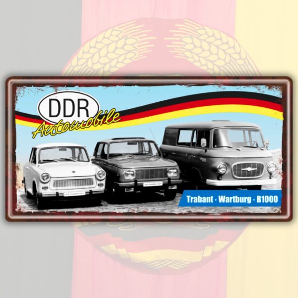 Ostalgie-Metallschild-Trabi-Wartburg-Barkas-B1000-DDR-Automobile-Ostprodukte-Ossi-Schild-Tuerschild-Schild-Blechschild-Ost-Produkt-nostalgie-AV-Andrea-Verlag-www.andrea-geschenke