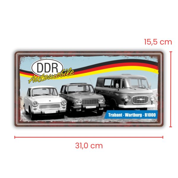 Ostalgie-Metallschild-Trabi-Wartburg-Barkas-B1000-DDR-Automobile-Ostprodukte-Ossi-Schild-Tuerschild-Schild-Blechschild-Ost-Produkt-nostalgie-AV-Andrea-Verlag-www.andrea-geschenke