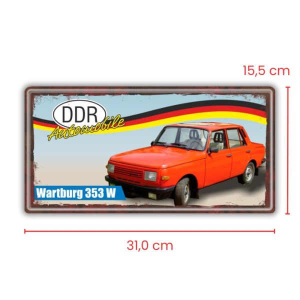 Ostalgie-Metallschild-Wartsburg-353-W-DDR-Automobile-Ostprodukte-Ossi-Schild-Tuerschild-Schild-Blechschild-Ost-Produkt-nostalgie-AV-Andrea-Verlag-www.andrea-geschenke.de-Masse