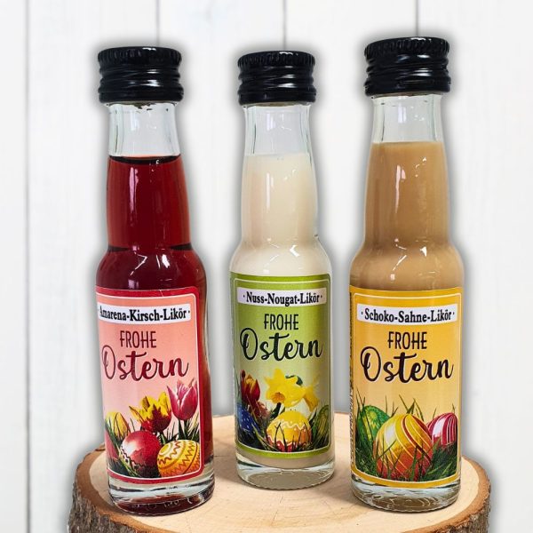 Osterliköre - Osterwasser, Frohe Ostern - Schoko Sahne Amarena Kirsch Nuss Nougat Likör Kleinigkeit zu Ostern Ostergeschenk in schöner Geschenkverpackung