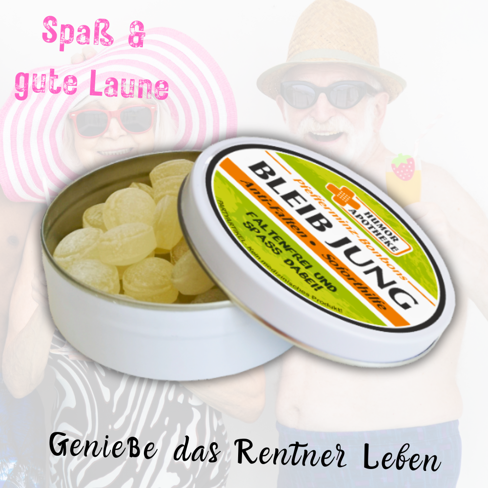 Pfefferminzbonbons in Metalldose - Bleib Jung Anti Falten Soforthilfe