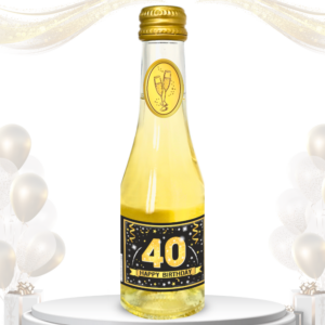 Piccolo Beeren Perlwein zum 40. Geburtstag - „40 Happy Birthday“ GOLD Schwarz Geschenk Secco Sekt 0,2L 8% vol. alk. Pfeif auf's Alter