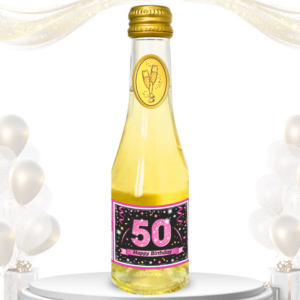 Piccolo Beeren Perlwein zum 50. Geburtstag - „50 Happy Birthday“ PINK Schwarz Geschenk Secco Sekt 0,2L 8% vol. alk. Pfeif auf's Alter