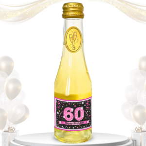 Piccolo Beeren Perlwein zum 60. Geburtstag - „60 Happy Birthday“ PINK Schwarz Geschenk Secco Sekt 0,2L 8% vol. alk. Pfeif auf's Alter