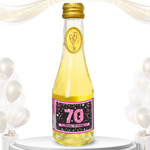 Piccolo Beeren Perlwein zum 70. Geburtstag - „70 Happy Birthday“ PINK Schwarz Geschenk Secco Sekt 0,2L 8% vol. alk. Pfeif auf's Alter