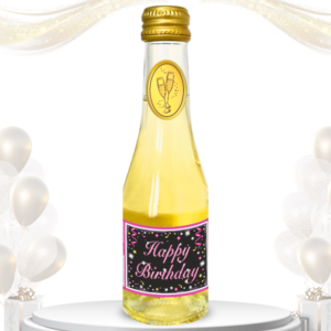 Piccolo Beeren Perlwein zum Geburtstag - „Happy Birthday“ PINK Schwarz Geschenk Secco Sekt 0,2L 8% vol. alk. Pfeif auf's Alter
