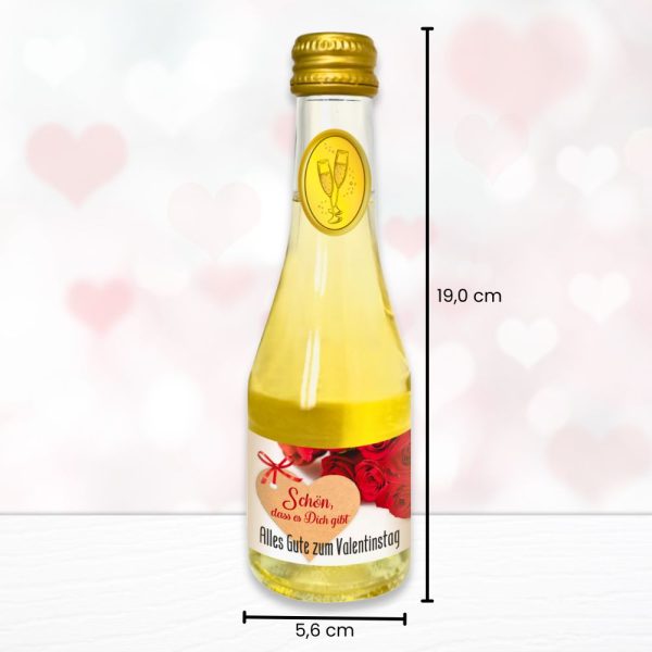 Piccolo Sekt Beerenperlwein Geschenk Kleinigkeit - Alles gute zum Valentinstag - 0,2l Beeren Perlwein Sekt Secco Schaumwein Beerenperlwein AV Andrea Verlag andrea-geschenke.de - Maße