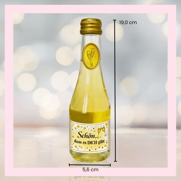 Schön das es dich gibt gold - Piccolo 0,2l Beerenperlwein Schaumwein Perlwein Sekt Wein Secco Schaumwein - Maße