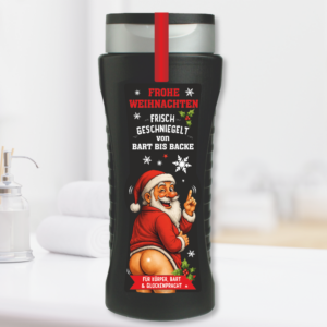 Spaß Duschbäder Duschgel - Bart bis Backe - Geschenk zu Weihnachten für Männer 300ml Witziges Männergeschenk & Scherzartikel für Männer mit Humor Glocken Eier Shampoo