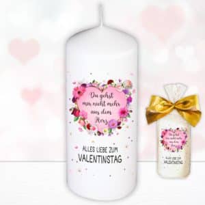 Stumpenkerze-Kerze-Zum-Valentinstag-bunte-moderne-Motive-Farben-mit-Geschenkfolie-und-goldener-Schleife-Geburtstagkerze-in-Geschenkverpackung