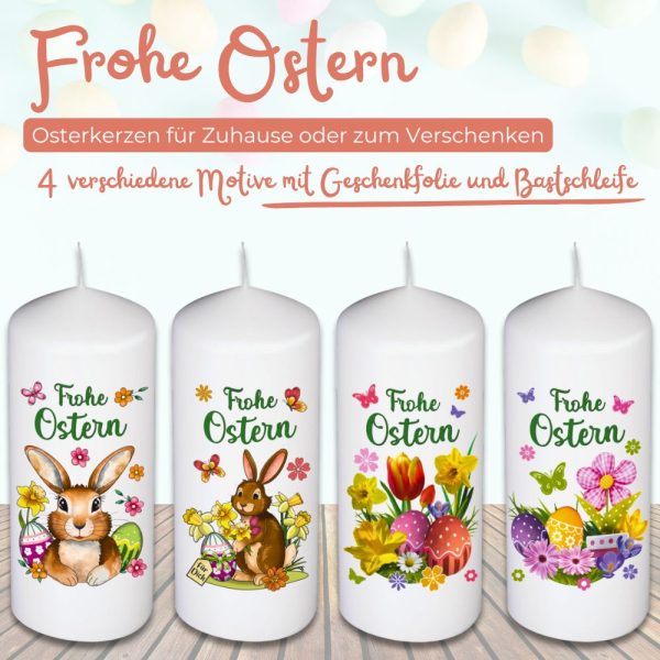 Osterkerze Kerze - Frohe Ostern Tulpe bunt – Bild 4