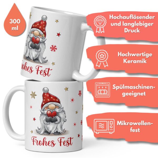 Süße Weihnachtstasse - Wichtel Fest - Kaffeetasse Geschenk Tasse mit Spruch und Schokolade mit Geschenkverpackung zu Weihnachten - Beidseitig bedruckt 2