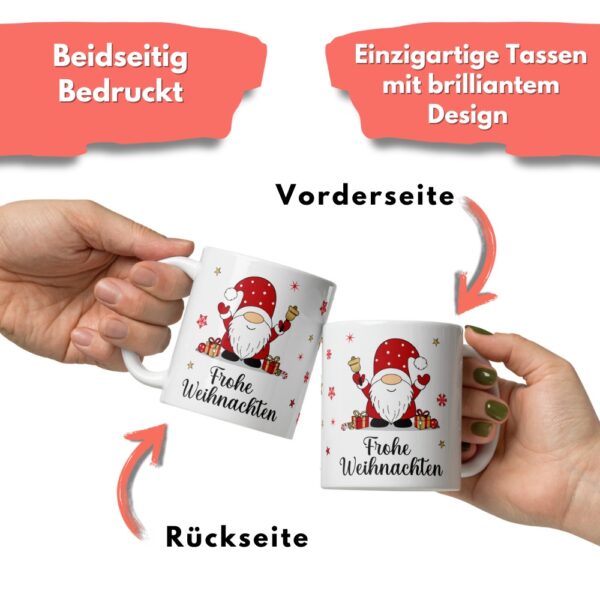 Süße Weihnachtstasse - Wichtel - Kaffeetasse Geschenk Tasse mit Spruch und Schokolade mit Geschenkverpackung zu Weihnachten - Beidseitig bedruckt