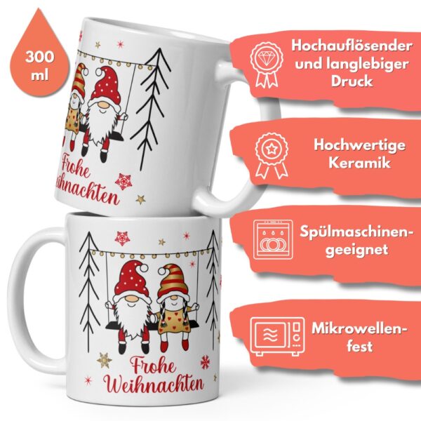 Süße Weihnachtstasse - Wichtel Paar - Kaffeetasse Geschenk Tasse mit Spruch und Schokolade mit Geschenkverpackung zu Weihnachten - Beidseitig bedruckt 2