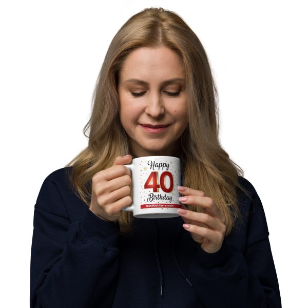 Tasse Becher Kaffeetasse zum 40. Geburtstag, 40 Happy Birthday, Tasse Geschenk - mit Frau
