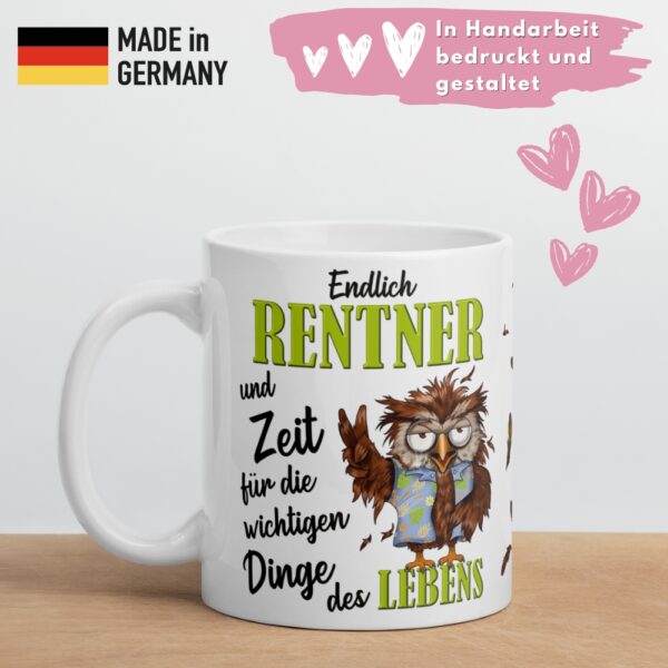 Tasse Kaffee-Becher Kaffeetasse „Endlich Rentner“ – Lustiges Rentner Geschenk für Frauen – Hochwertige Keramik-Tasse – Geschenkidee zum Renteneintritt & Ruhestand - made in germany