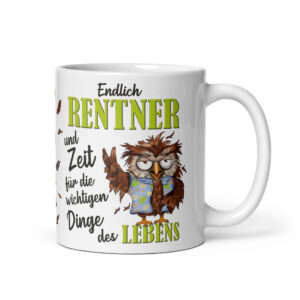 Tasse Kaffee-Becher Kaffeetasse „Endlich Rentner“ – Lustiges Rentner Geschenk zum Abschied – Hochwertige Keramik-Tasse – Geschenkidee zum Renteneintritt & Ruhestand