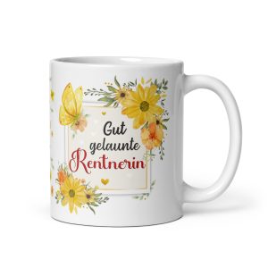 Tasse Kaffee-Becher Kaffeetasse „Gut gelaunte Rentnerin“ – Lustiges Rentner Geschenk für Frauen – Hochwertige Keramik-Tasse – Geschenkidee zum Renteneintritt & Ruhestand