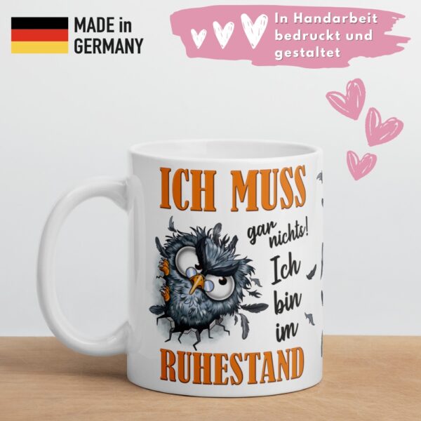 Tasse Kaffee-Becher Kaffeetasse „Ich bin im Ruhestand“ – Lustiges Rentner Geschenk zum Abschied – Hochwertige Keramik-Tasse – Geschenkidee zum Renteneintritt & Ruhestand - made in germany