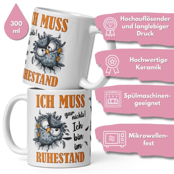 Tasse Kaffee-Becher Kaffeetasse „Ich bin im Ruhestand“ – Lustiges Rentner Geschenk zum Abschied – Hochwertige Keramik-Tasse – Geschenkidee zum Renteneintritt & Ruhestand - qualität