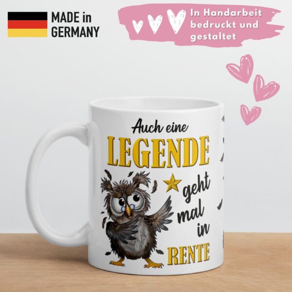 Tasse Kaffee-Becher Kaffeetasse „Legende in Rente“ – Lustiges Rentner Geschenk zum Abschied – Hochwertige Keramik-Tasse – Geschenkidee zum Renteneintritt & Ruhestand - made in germany