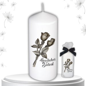 Trauerkerze, Trost Kerze – Herzliches Beileid - Liebevolles Trostgeschenk & Kondolenzkerze Stumpenkerze – Edles Trostlicht Set inklusive Geschenkfolie Geschenk zum Hochzeitstag