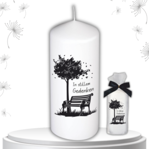 Trauerkerze, Trost Kerze – In stillem Gedenken - Liebevolles Trostgeschenk & Kondolenzkerze Stumpenkerze – Edles Trostlicht Set inklusive Geschenkfolie Geschenk zum Hochzeitstag