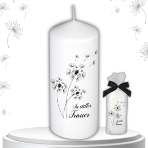 Trauerkerze, Trost Kerze – In stiller Trauer - Liebevolles Trostgeschenk & Kondolenzkerze Stumpenkerze – Edles Trostlicht Set inklusive Geschenkfolie
